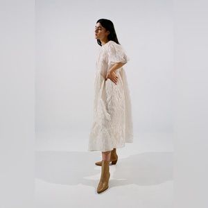 Sister Jane Organza Oversized Midi Dress in Cream (Medium)